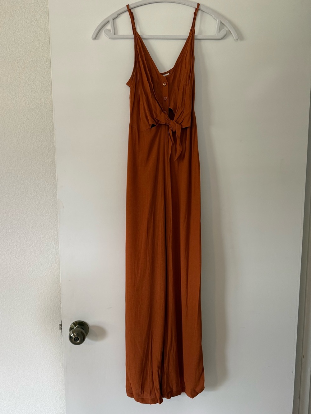 American Threads Rust Tie-Front Maxi Dress